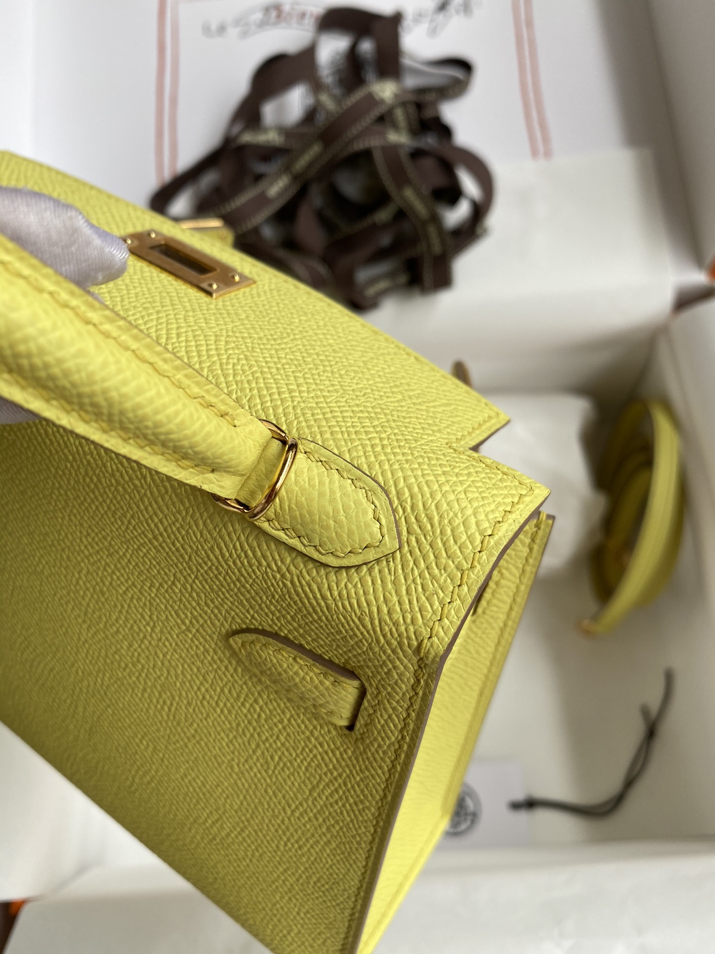 Hermes Kelly Mini II Bag 19CM In Jaune Poussin Epsom Leather